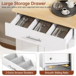 Kitchen Island Cart with Storage, Small Kitchen Island on Wheels with Large Drawer, Adjustable Shelf & Towel Rack,, Customized 3