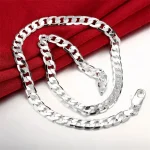 Special offer 18K gold Necklaces 925 Stamp Silver color Classic 8MM sideways chain for Men woman fine Jewelrys Wedding party 5