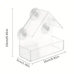 Acrylic Bird Feeder Clear Window Outside Hanging Bird Feeder House with Suction Cup for Garden Outdoor Backyard Wildlife Birding 6
