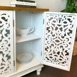 White Accent Cabinet with Doors, Farmhouse Credenza Cabinets for Living Room, Sideboard Buffet Cabinet with Storage, Customized 4