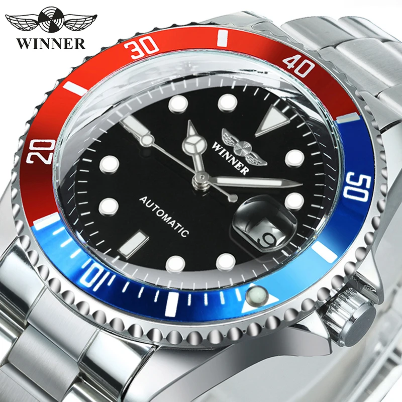 WINNER Classic Mechanical Watch for Men Luminous Stainless Steel Band Luxury Brand Fashion Business Automatic Mens Watches Gifts WINNER Classic Mechanical Watch for Men Luminous Stainless Steel Band Luxury Brand Fashion Business Automatic Mens Watches Gifts