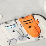 Magnetic Car Sunglasses Holder Sun Visor Glasses Clip PU Eyeglasses Hanger Portable Ticket Card Clip Auto Accessories 3
