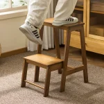 Household foldable ladder stool telescopic wooden mini 3-step ladder multi-functional steady стул стремянка kitchen furniture 2