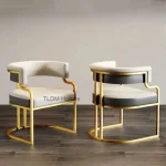 Luxury golden Dining Chairs wrought Iron Backrest Armchair Kitchen Modern Dining Room Furniture Home Bedroom Salon Makeup Chair 4