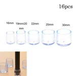 16Pcs 16/19/25/30mm Chair Leg Cap Rubber Feet-Protector Pads Non-slip Transparent Table Covers Furniture Leveling Feet Decor 2