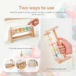 Montessori Rain Stick Toy for Babies Wooden Rainmaker Musical Shaker,Sensory Educational Instrument for Toddlers 6-12 Months 5