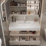 Bathroom Furniture Skin Sensor Bathroom Vanity Cabinet With Sink And Mirror Integrated Arc Washing Table Combination To Wash 6
