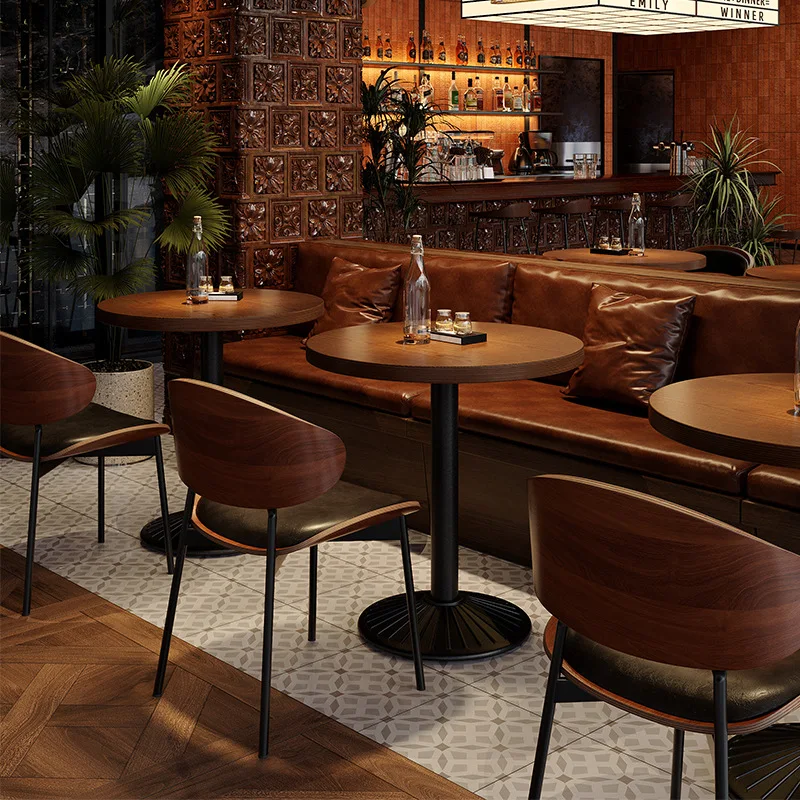 Retro Bar Table and Chair Combination Western Restaurant Solid Wood Dining Small Restaurant Commercial Table and Chair Retro Bar Table and Chair Combination Western Restaurant Solid Wood Dining Small Restaurant Commercial Table and Chair