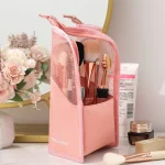 HOMEFISH 1 Pc Stand Cosmetic Bag for Women Clear Zipper Makeup Bag Travel Female Makeup Brush Holder Organizer Toiletry Bag 2