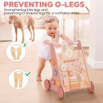 ROBOTIME ROBUD Wooden Baby Walker Baby Push Walker with Activity Center and Storage Montessori Walker Toy for Boys and Girls 2