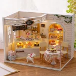 Kitten Mini Doll House 3D Puzzle Assembly Model Building Kit Creative Room Bedroom Decoration With Furniture Wooden Crafts Gifts 4