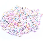 100pcs Rainbow Rubber Band Accessories Manual Diy White Letter Beads Acrylic Beads Children's Educational Toys 0.6cm  Loom 5