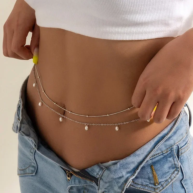 New Fashion Sexy Double Layer Pearl Chain for Women Waist Bead Belly Chain Belly Belt Summer Beach Body Jewelry Festival Gifts New Fashion Sexy Double Layer Pearl Chain for Women Waist Bead Belly Chain Belly Belt Summer Beach Body Jewelry Festival Gifts