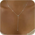 Boho Fashion Jewelry Women Dainty 14 K Gold Necklaces White Gold Plated CZ Lariat Necklace for Women Christmas Gift Fine Jewelry 2