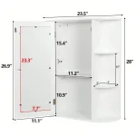 Modern Bathroom Cabinet Storage Organizer Single Door Wall Mount with Mirror 2