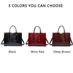 Luxury Vintage Women's Crocodile Pattern Handbag Large Capacity Tote Bag Leather Business Shoulder Bag For Female 6