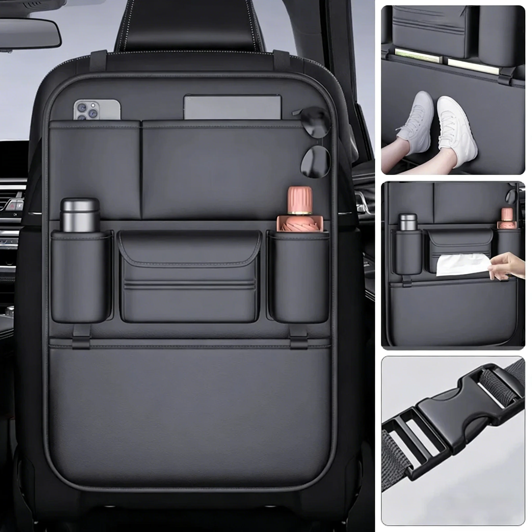 6-Pocket Car Seat Back Storage Bag Wear-Resistant Car Backseat Organizer Tissue/Cup Holder Waterproof Anti-Kick Pad 6-Pocket Car Seat Back Storage Bag Wear-Resistant Car Backseat Organizer Tissue/Cup Holder Waterproof Anti-Kick Pad