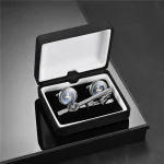 Luxury Cufflinks Tie Clip Set Man Shirt Cufflinks For Mens Wedding Guests Gift Blue Horse Men Cuffs Tie Clips Copper Wed Jewelry 5