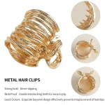 Fashion Gold Color Hollow Geometric Hair Clips Metal Hair Claw Cross Hairclip Headband Hairpin Hair Crab Women Hair Accessories 4