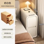 Solid Wood Bedside Table with 2 Drawers No-Leg Design Small Nightstand for Bedroom Minimalist Narrow Storage Cabinet 3