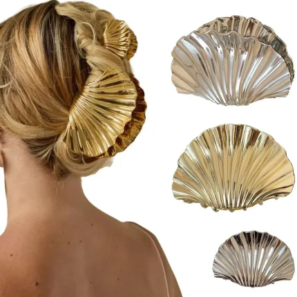 Metal Irregular Texture Shell Shape Hair Claw Clips for Women Girls Hairclip Ponytail Hair Pins Fashion Hair Accessories