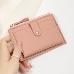 Minimalist and fashionable women's short card bag, ultra-thin mini PU leather zero wallet, women's credit card holder wallet 4