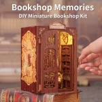 CUTEBEE DIY Book Nook Kit Miniature Wooden Dollhouse with Light Bookshelf Insert Decoration Model for Gifts Bookshop Memories 2