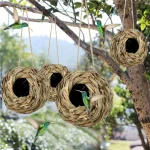 Birds Nest Bird Cage Grass Egg Cage Bird House Outdoor Decorative Weaved Hanging Parrot Nest Houses Pet Bedroom 6