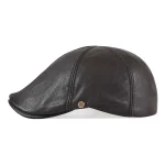VOBOOM Genuine Leather Flat Cap Men Fall Winter Cabbies Newsboy Hat Coffee Brown Ivy Caps Soft Smooth Textured Hats 2