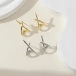 LATS Trendy Gold Color Cross Stud Earrings for Women Dainty Simple Minimalist Earring Fashion Jewelry Party Gifts Wholesale 3