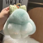Plush Key Chains Bag Hanging Pendant Car Key Ring Mini Rabbit Hair Bow Bag Strap Cute Bunny Couple Keychain 6