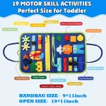 Montessori Toys Busy Board Toddler Sensory Activity Developing Board for Motor Skills， Educational Travel Activity Toys 6