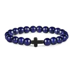 Prayer Men Natural Stone Wood Beads Rosary Hematite Cross Bracelets Onyx Meditation Bracelet Women Yoga Jewelry Homme Pulsera 5