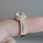 18K Rose Gold Princess Diamond Ring set 2pc for Women Anillos Mujer Bizuteria Gemstone Femme Diamond Jewelry 18 k Rose Gold Ring 5