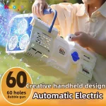 60 Holes Bubble Gun LED Light Electric Full Automatic Soap Bubble Machine Toys for Kids Outdoor Wedding Party Children's Gifts