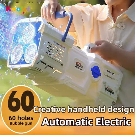 60 Holes Bubble Gun LED Light Electric Full Automatic Soap Bubble Machine Toys for Kids Outdoor Wedding Party Children's Gifts