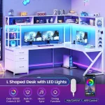 Corner Computer Desk Convertible 94.5 Gaming Desk with Storage Drawers Hutch and Pegboard L Shaped Office Desk with Power Outle 4