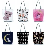 Chubby Cat Printed Handbags Lovely Fashion Women's Bag Animal Pretty Shoulder Bag High Capacity Women's Bag Eco Friendly Tote 5