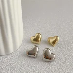 Minimalist Silver Color Smooth LOVE Heart Stud Earrings for Women Trendy Elegant Wedding Bride Jewelry Prevent Allergy 2
