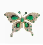 Fashion Women Girls Elegant Emerald Crystal Butterfly Brooches Badges Classic Lady Dress Suit High-end Pins Jewelry 6