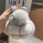 Plush Key Chains Bag Hanging Pendant Car Key Ring Mini Rabbit Hair Bow Bag Strap Cute Bunny Couple Keychain 5
