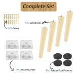 4 Pcs Furniture Legs Wooden Solid Furniture Feet Oblique/Straight Table Feet Non-slip Chair Feet Replacement Feet Sloping 3