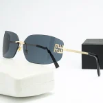 Curved One-Piece Sunglasses, Frameless Square Cut-Edge Design, UV400 Protection, Women's High-End Street Style 2