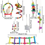 7PCS  Parrot Toy Bird Cage Accessories Bird Accessories Stair Mirror Swing Bell Bird Toy 6