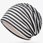 Ladies Summer Striped Knit Beanies Slouchy Style Skullies Sports Thin Bonnet Cap Men Riding Sun Caps Women Hiphop Pile hat 2