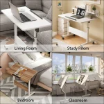 Small Standing Rable Adjustable Height Mobile Stand Up Desk With Wheels, Home Office Computer Workstations, 80x40cm Tabletop 5
