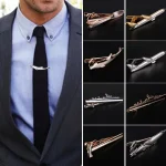 Men Alloy Metal Gold Color Tie Clips Clasp Cufflinks Steamship Dolphin Airplane Tie Bar Wedding Party Jewelry Pin