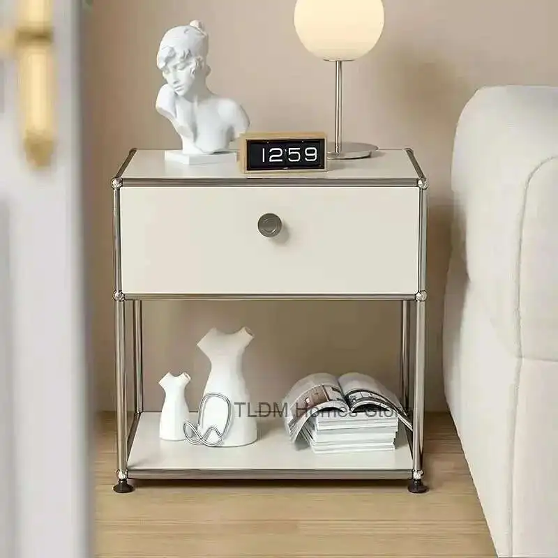 Minimalist Nightstand Medieval Bedroom Furniture Module Storage TV Side Cabinet Modern Stainless Steel Frame Bedside Table g Minimalist Nightstand Medieval Bedroom Furniture Module Storage TV Side Cabinet Modern Stainless Steel Frame Bedside Table g