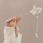 Elegant Chinese Style Hair Clip Tassel Hair Stick Traditional Floral Design Hairstyle Accessory Women Jewelry Hairpin Hairneedle 3