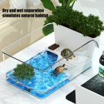 Turtle Tank with Basking Area, Transparent Reptile Terrarium Habitat for Pet Turtles, Hermit Crabs, Tortoise Adoption